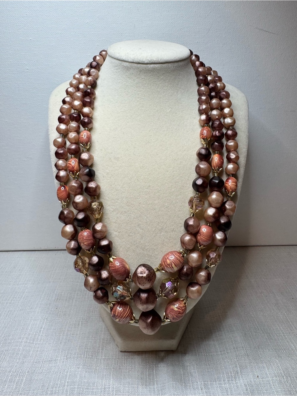 Vintage Hong Kong Glass & Lucite Beaded Necklace